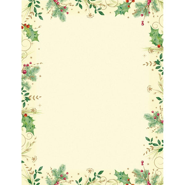 Holly Branches Letterhead Sheets